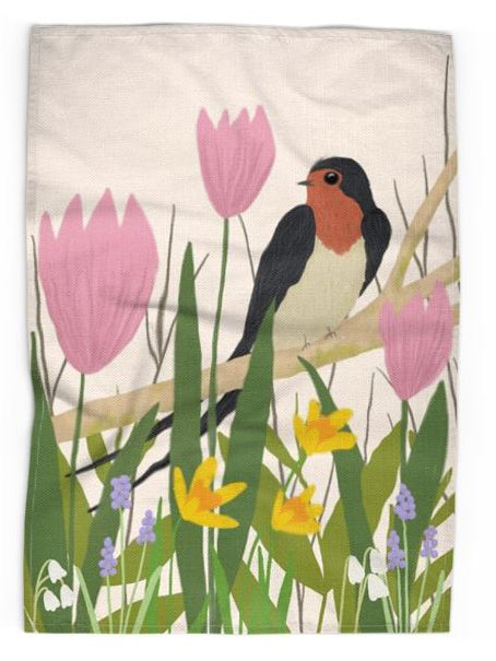 Spring Swallow Tea Towel
