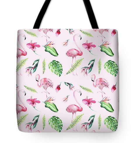 Pink Flamingos art bag