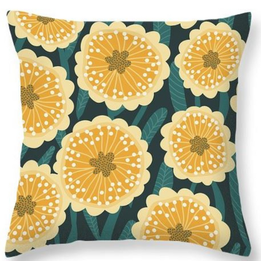 Bold Blooms Cushion - Navy