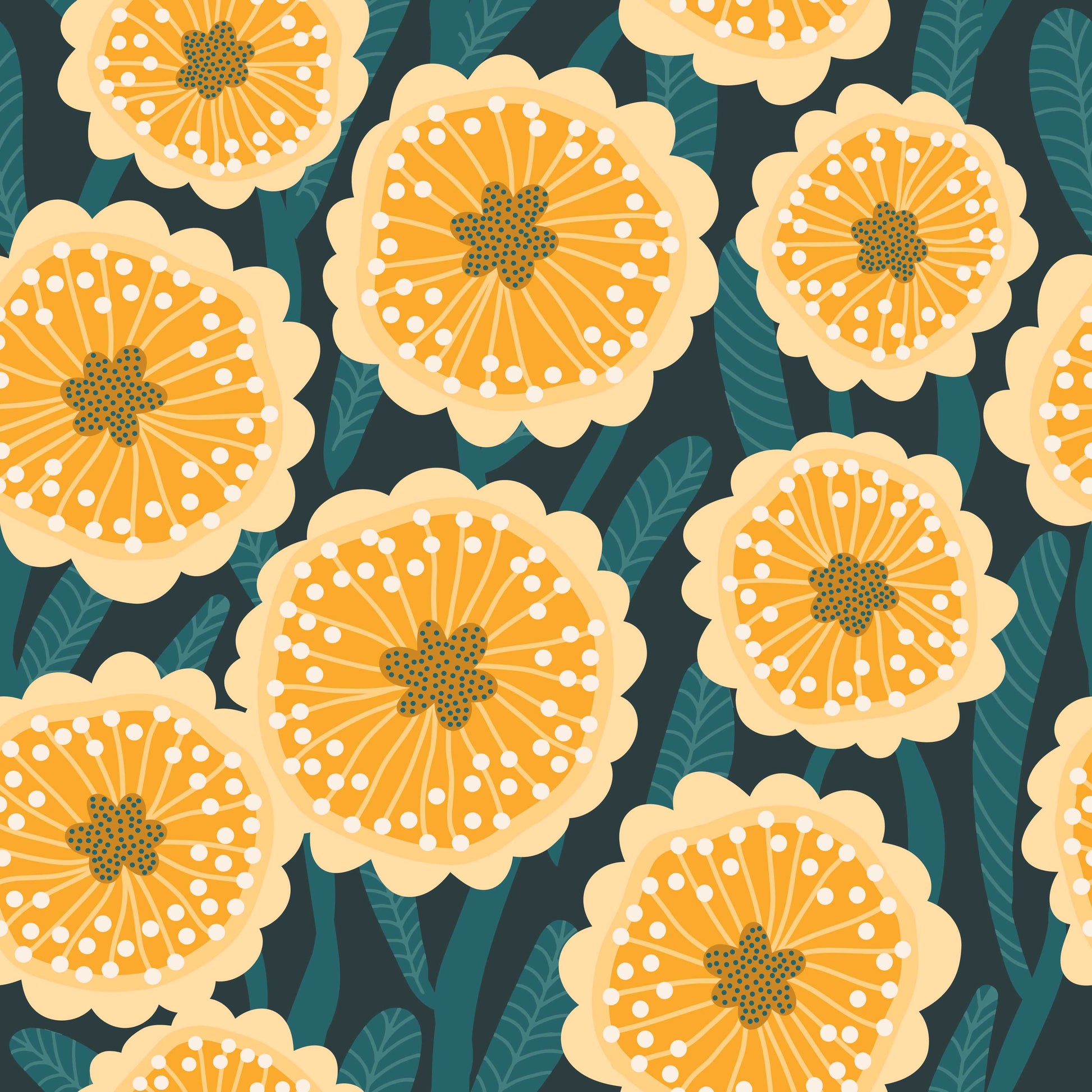 Bold blooms fabric in navy