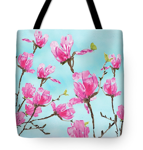 Cherry Blossom Art Bag in Sky blue