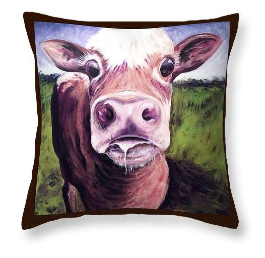 Dribble cow throw pillow