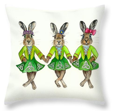 Irish Dancing Hares Cushion
