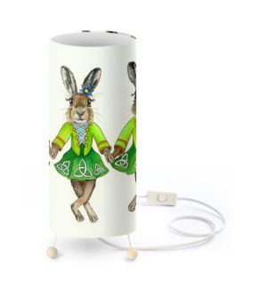 Irish hares dancing around the lamp