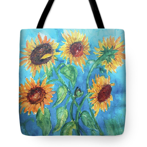bright blue sunflower art bag