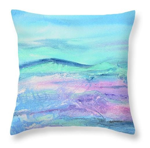 Turquoise mountain throw pillow