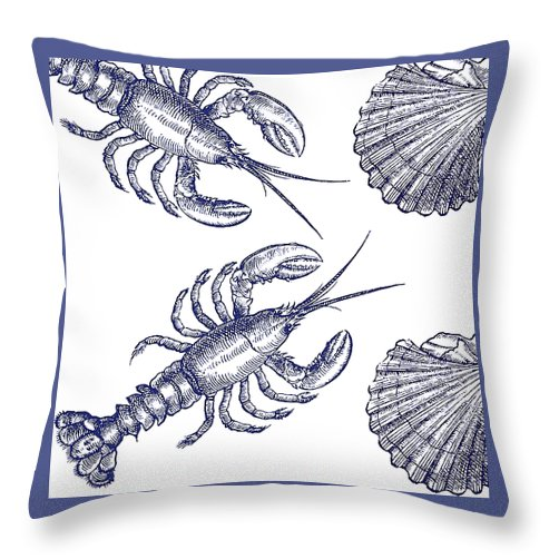 Lobster Oyster Shell pillow in china blue and white