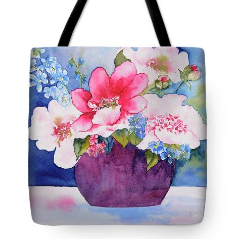 Pink Blooms In Pot Art Bag