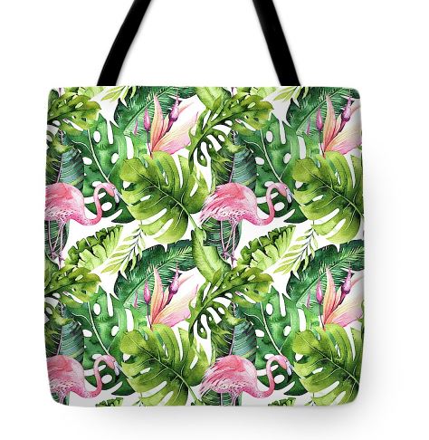 Flamingos in the greenery what a fab Art Bag